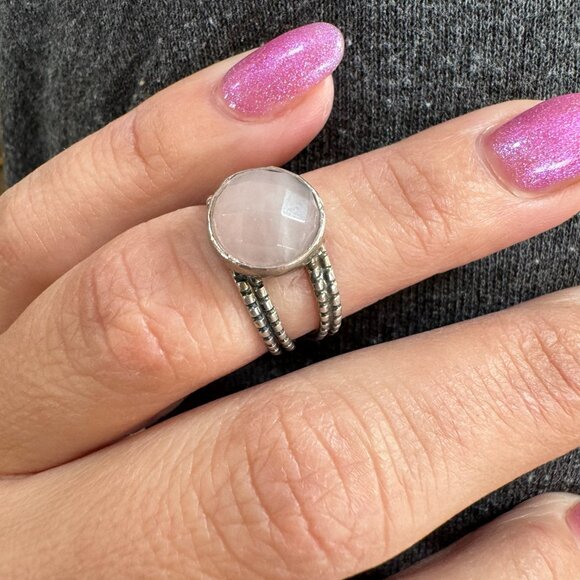Artisan Rose Quartz Ring in Sterling Silver - Picture 4 of 5